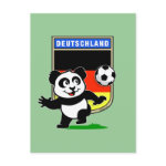 This adorable little panda is too cute! He's featured in front of a large flag from Germany and ready to play football and score some goals. This cute design is perfect for football players and soccer fans.