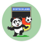 This adorable little panda is too cute! He's featured in front of a large flag from Germany and ready to play football and score some goals. This cute design is perfect for football players and soccer fans.