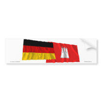 Germany & Hamburg Waving Flags bumper stickers