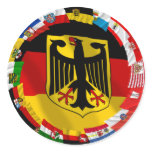 Germany & its Laender Waving Flags Round Stickers