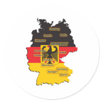 Germany Map Round Stickers