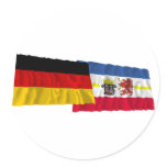 Germany &amp; Mecklenburg-Vorpommern Waving Flags Round Sticker