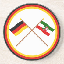 Germany & Nordrhein-Westfalen Crossed Flags Drink Coasters