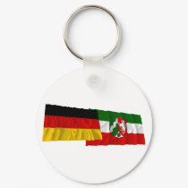 Germany & Nordrhein-Westfalen Waving Flags keychains by Vexillophile Germany & Nordrhein-Westfalen Waving Flags keychains