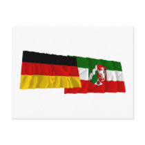 Germany & Nordrhein-Westfalen Waving Flags Post Cards