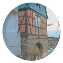 Germany, Rhineland, Rhens, half timbered houses Party Plates