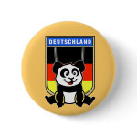 This adorable little panda is too cute! He's featured in front of a flag from Germany and getting ready to do a gymnastics routine on the rings. This cute design is perfect for gymnasts and gymnastics fans.