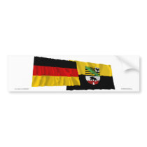 Germany & Sachsen-Anhalt Waving Flags bumper stickers by Vexillophile Germany & Sachsen-Anhalt Waving Flags bumper stickers