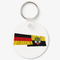 Germany & Sachsen-Anhalt Waving Flags keychains by Vexillophile Germany & Sachsen-Anhalt Waving Flags keychains