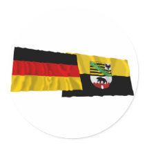 Germany & Sachsen-Anhalt Waving Flags stickers by Vexillophile Germany & Sachsen-Anhalt Waving Flags stickers