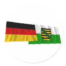 Germany & Sachsen Waving Flags stickers by Vexillophile Germany & Sachsen Waving Flags stickers