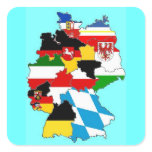 Germany State Flags Map Square Sticker