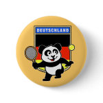 This adorable little panda loves to get out on the court and hits some balls. Panda plays in front of a large flag of Germany. This is a great design for anyone who loves to play tennis, watch tennis or just loves cute pandas.
