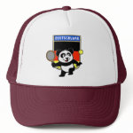 This adorable little panda loves to get out on the court and hits some balls. Panda plays in front of a large flag of Germany. This is a great design for anyone who loves to play tennis, watch tennis or just loves cute pandas.