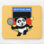 This adorable little panda loves to get out on the court and hits some balls. Panda plays in front of a large flag of Germany. This is a great design for anyone who loves to play tennis, watch tennis or just loves cute pandas.