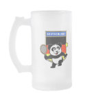 This adorable little panda loves to get out on the court and hits some balls. Panda plays in front of a large flag of Germany. This is a great design for anyone who loves to play tennis, watch tennis or just loves cute pandas.