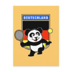 This adorable little panda loves to get out on the court and hits some balls. Panda plays in front of a large flag of Germany. This is a great design for anyone who loves to play tennis, watch tennis or just loves cute pandas.