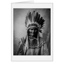 Geronimo in Head Dress Greeting Card