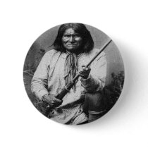 'Geronimo with Gun at the Ready' Pinback Button