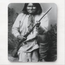 'Geronimo with Gun at the Ready' Mouse Pads