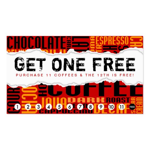 get 1 free COFFEE Business Card