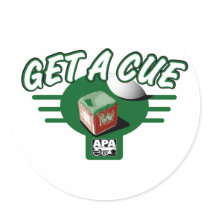 Get A Cue Round Stickers