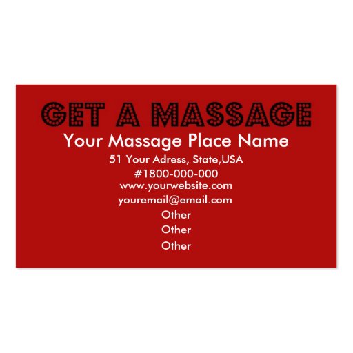 Get A Massage Business Cards (back side)