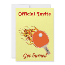 Get Burned Flaming Ping Pong Personalized Invites