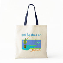 Get hooked on Jesus fisherman Tote Bags