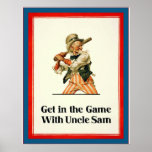 Get in the Game with Uncle Sam ~ Vintage World War Print