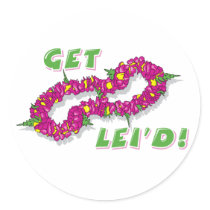 Get Lei'd! (Purple) stickers by alternateworlds Get Lei'd! (Purple) stickers