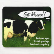 Get Moovin! Funny Cow Office Reminder mousepad