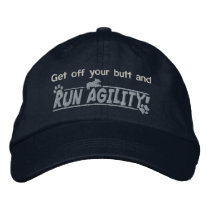 Get Off Your Butt Dog Agility Dark Embroidered Hat embroidered hats by MenagerieMayhem Get Off Your Butt Dog Agility Dark Embroidered Hat embroidered hats