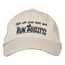 Get Off Your Butt Dog Agility Embroidered Hat embroidered hats by MenagerieMayhem Get Off Your Butt Dog Agility Embroidered Hat embroidered hats