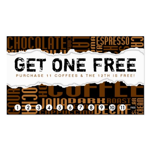 get one free COFFEE Business Cards