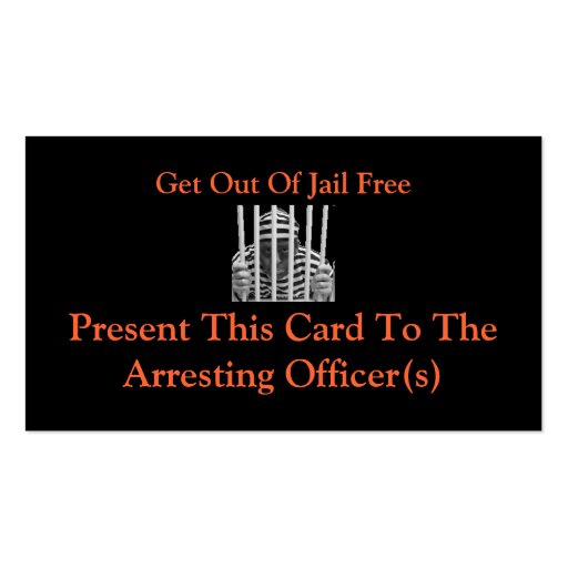 Get Out Of Jail Free Cards Business Card (back side)