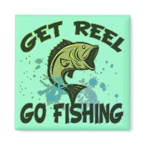 Get Reel Go Fishing Fridge Magnet