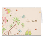 Get Well - Butterflies Flowers Stars Card