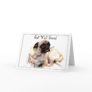 Get Well Soon pug greeting card card