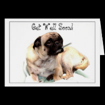 Get Well Soon pug greeting card cards