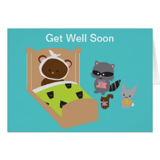 Get Well Soon Sick Bear and Animal Friends
