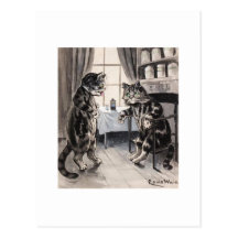 Get Well Soon Vintage Cat Card Postcards