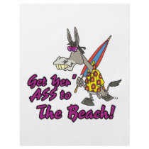 get your ass to the beach funny donkey toon custom flyer