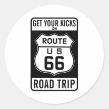 Get Your Kicks On Route 66 Round Sticker