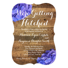 Getting Hitched Barn Wood Hydragea Wedding Invites 5