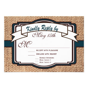 Getting Hitched Burlap Rustic Wedding RSVP Cards