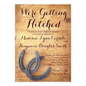 Getting Hitched Double Horseshoe Wedding Invites Custom Invitation