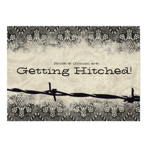 Getting Hitched Old Country Wedding Invitation