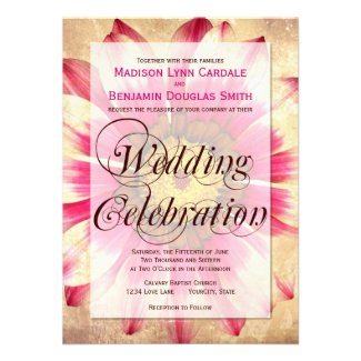 Getting Hitched Pink Daisy Wedding Invitations
