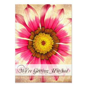 Getting Hitched Pink Daisy Wedding Invitations Invitations